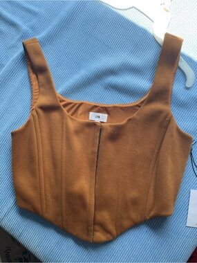 LPA Rust Square-Neck Corset Crop Top